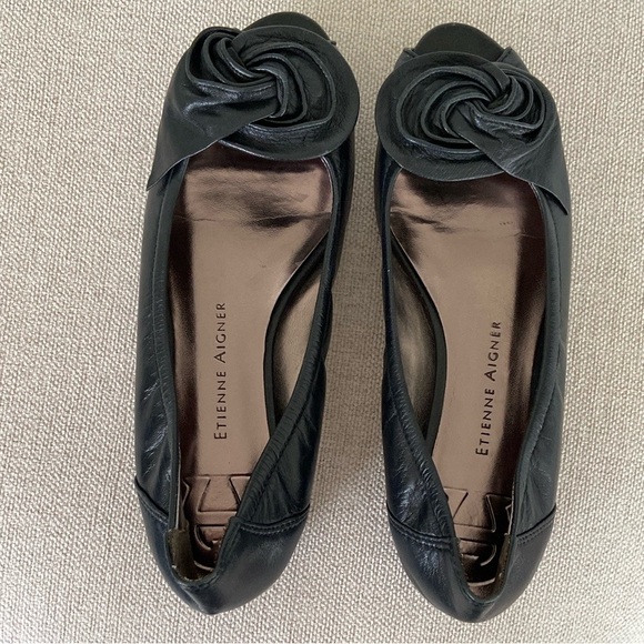 Etienne Aigner Black Leather “Lunar” Flats - Picture 2 of 14